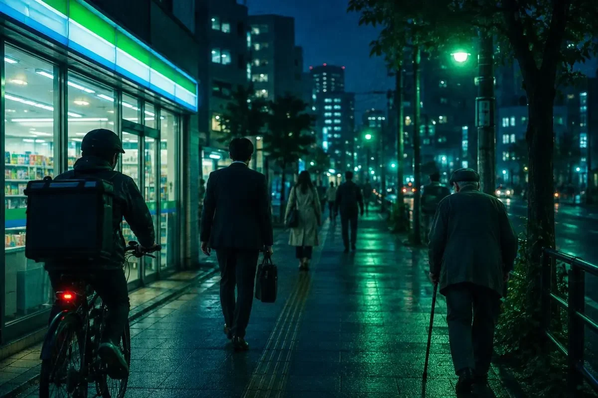 都市小人物 - 糯米短剧 都市小人物夜晚走过便利店 - 糯米短剧